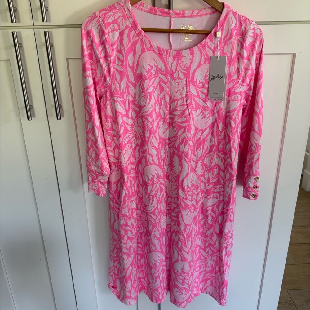 Lilly Pulitzer Pink and White Long Sleeve Dress